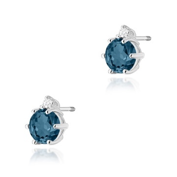 Cercei Aur 14K cu Topaz London Blue 0.50 ct si Diamante Naturale 0.03 ct Filet cu Protectie - Img 5