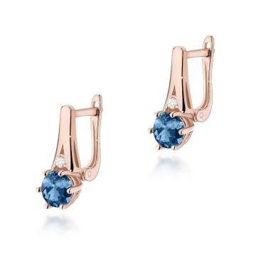 Cercei Aur 14K cu Topaz London Blue 0.50 ct si Diamante Naturale 0.03 ct - Img 5