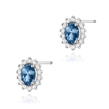 Cercei Aur 14K cu Topaz London Blue 0.50 ct si Diamante Naturale 0.24 ct Filet cu Protectie - Img 4