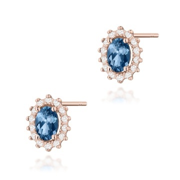 Cercei Aur 14K cu Topaz London Blue 0.50 ct si Diamante Naturale 0.24 ct - Img 6