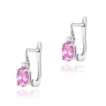 Cercei Aur 14K cu Topaz Roz 0.50 ct si Diamante Naturale 0.03 ct - Img 4