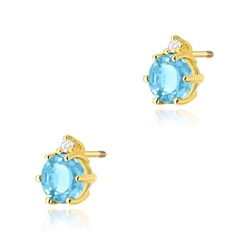 Cercei Aur 14K cu Topaz Swiss 0.50 ct si Diamante Naturale 0.03 ct Filet cu Protectie