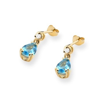 Cercei Aur 14K cu Topaz Swiss 0.90 ct si Diamante Naturale 0.04 ct - Img 6