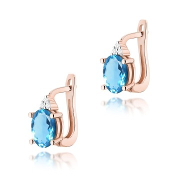 Cercei Aur 14K cu Topaz Swiss 0.90 ct si Diamante Naturale 0.05 ct - Img 5