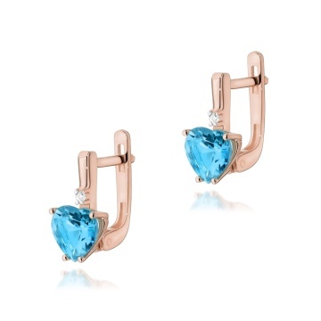 Cercei Aur 14K cu Topaz Swiss 1.20 ct si Diamante Naturale 0.03 ct - Img 3