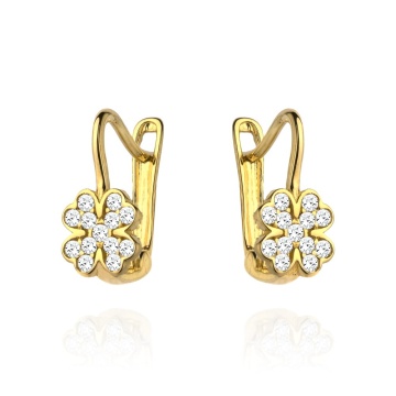 Cercei Aur 14k cu Trifoi si Zirconii - Img 5