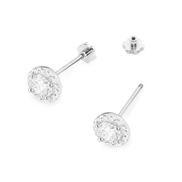 Cercei Aur 14K cu White Sapphire 0.60 ct si Diamante Naturale 0.24 ct Filet cu Protectie - Img 7
