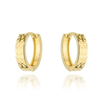 Cercei Aur 14K Rotunzi Cu Finisaj Diamantat
