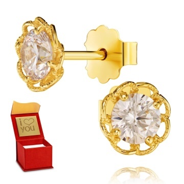 Cercei Aur 8K Flori Delicate cu Zirconiu 1.1263 - Img 3