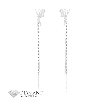 Cercei cu lănțișor din argint 925 Hairstylist si diamante naturale