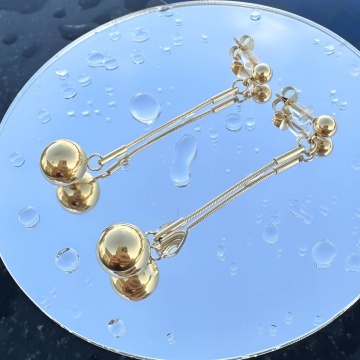 Cercei Dotty cu lantisor din Inox placati cu AUR 18K - Img 4