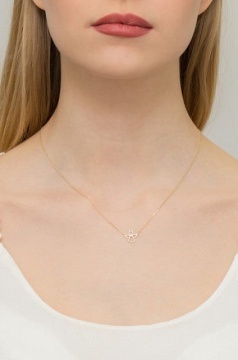 Colier Aur 14K cu Diamant Natural 0.01 ct - Img 5