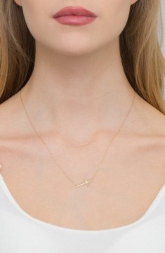 Colier Aur 14K cu Diamant Natural 0.01 ct - Img 5