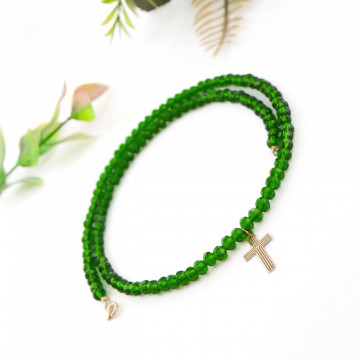 Colier cu cristale Cross Edition cu cruciulita din aur 14k - Img 2
