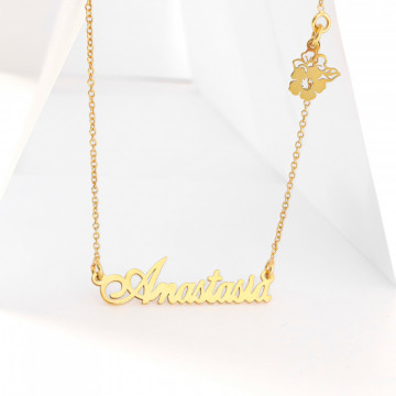 Colier din argint personalizat cu nume la comanda si charm floricica - Img 4