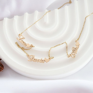 Colier din aur 14k personalizabil cu nume si inimioare - Img 3