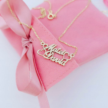 Colier din aur 14k personalizat cu doua nume la comanda - Img 4