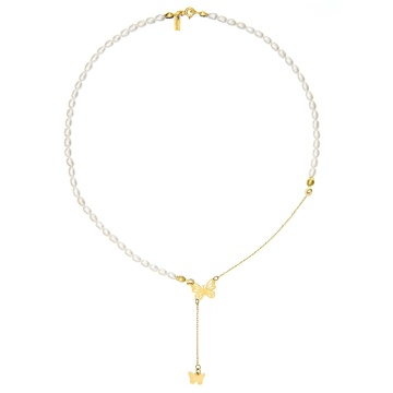 Colier Fly Butterfly cu Perle de Cultura si Aur 14K - Img 2