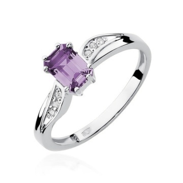 Inel Aur 14K cu Ametist 0.50 ct si Diamante Naturale 0.03 ct - Img 4