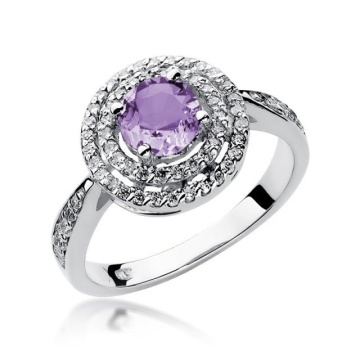 Inel Aur 14K cu Ametist 0.90 ct si Diamante Naturale 0.37 ct - Img 4