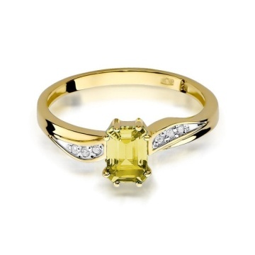 Inel Aur 14K cu Citrin 0.60 ct si Diamante Naturale 0.03 ct - Img 2