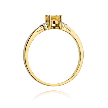 Inel Aur 14K cu Citrin 0.60 ct si Diamante Naturale 0.05 ct - Img 3