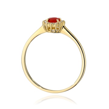 Inel Aur 14K cu Coral 0.20 ct si Diamante Naturale 0.08 ct - Img 3
