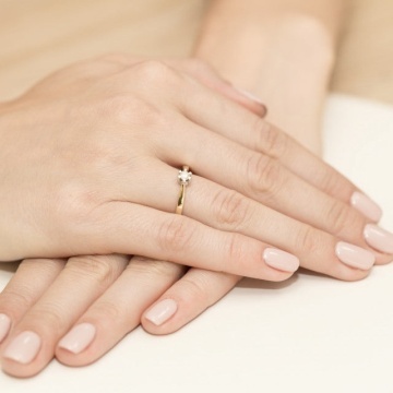 Inel Aur 14K cu Diamant Natural 0.12 ct - Img 4