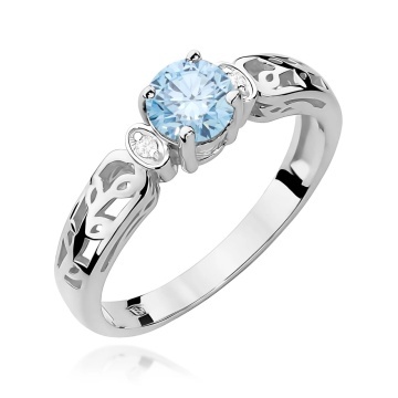 Inel Aur 14K cu Diamante Albastre de Laborator 0.52 ct - Img 9