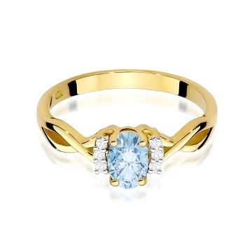 Inel Aur 14K cu Diamante Albastre de Laborator 0.55 ct - Img 2