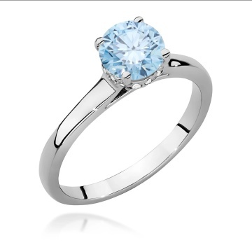 Inel Aur 14K cu Diamante Albastre de Laborator 1.07 ct - Img 9