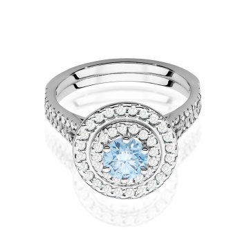 Inel Aur 14K cu Diamante Albastre de Laborator 1.11 ct - Img 10
