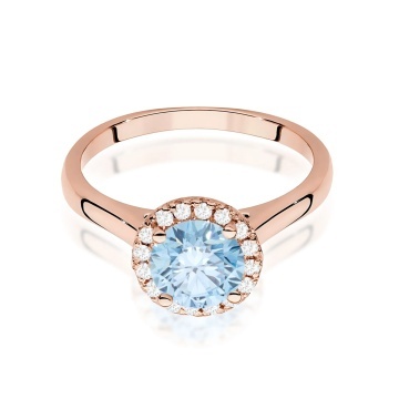 Inel Aur 14K cu Diamante Albastre de Laborator 1.14 ct - Img 6