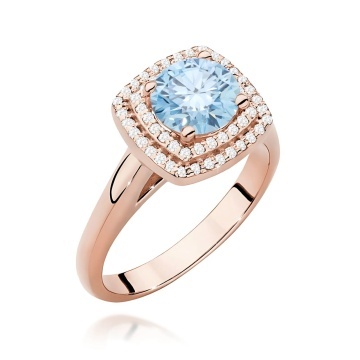 Inel Aur 14K cu Diamante Albastre de Laborator 1.28 ct - Img 5