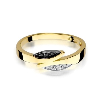 Inel Aur 14K cu Diamante Naturale Albe si Negre 0.03 ct - Img 2