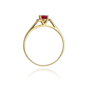 Inel Aur 14K cu Granat 0.50 ct si Diamante Naturale 0.05 ct - Img 3