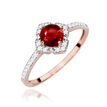 Inel Aur 14K cu Granat 0.60 ct si Diamante Naturale 0.13 ct - Img 8