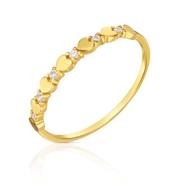 Inel Aur 14k cu Inimioare si Zirconii Cubice - Img 6