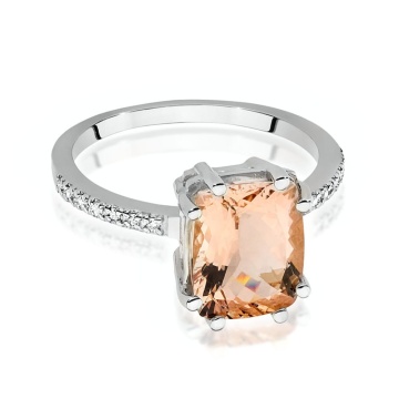 Inel Aur 14K cu Morganit 2.80 ct si Diamante Naturale 0.07 ct - Img 12