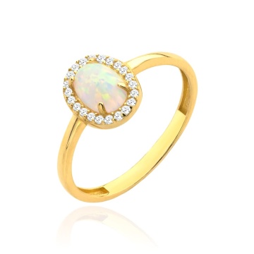 Inel Aur 14k cu Opal si Zirconii Albe - Img 3