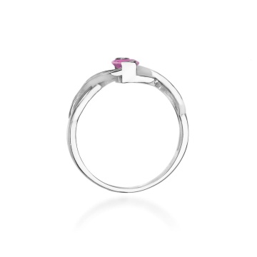 Inel Aur 14K cu Pink Sapphire 0.45 ct si Diamante Naturale 0.05 ct - Img 11