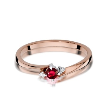 Inel Aur 14K cu Rubin 0.15 ct si Diamante Naturale 0.02 ct - Img 10