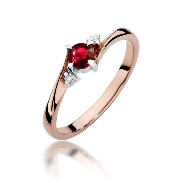 Inel Aur 14K cu Rubin 0.30 ct si Diamante Naturale 0.03 ct - Img 9
