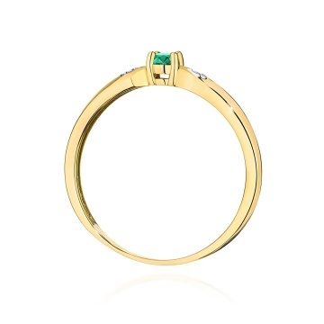 Inel Aur 14K cu Smarald 0.15 ct si Diamante Naturale 0.01 ct - Img 3