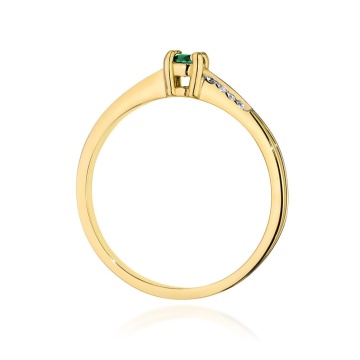 Inel Aur 14K cu Smarald 0.15 ct si Diamante Naturale 0.04 ct - Img 3