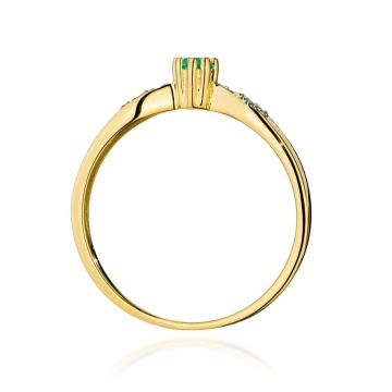 Inel Aur 14K cu Smarald 0.15 ct si Diamante Naturale 0.06 ct - Img 3