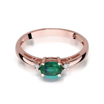 Inel Aur 14K cu Smarald 0.40 ct si Diamante Naturale 0.03 ct - Img 6