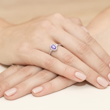 Inel Aur 14K cu Tanzanit 0.40 ct si Diamante Naturale 0.10 ct - Img 10