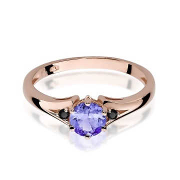 Inel Aur 14K cu Tanzanit 0.50 ct si Diamante Naturale Negre 0.03 ct - Img 8