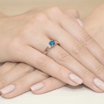 Inel Aur 14K cu Topaz London Blue 0.50 ct si Diamante Naturale 0.02 ct - Img 8